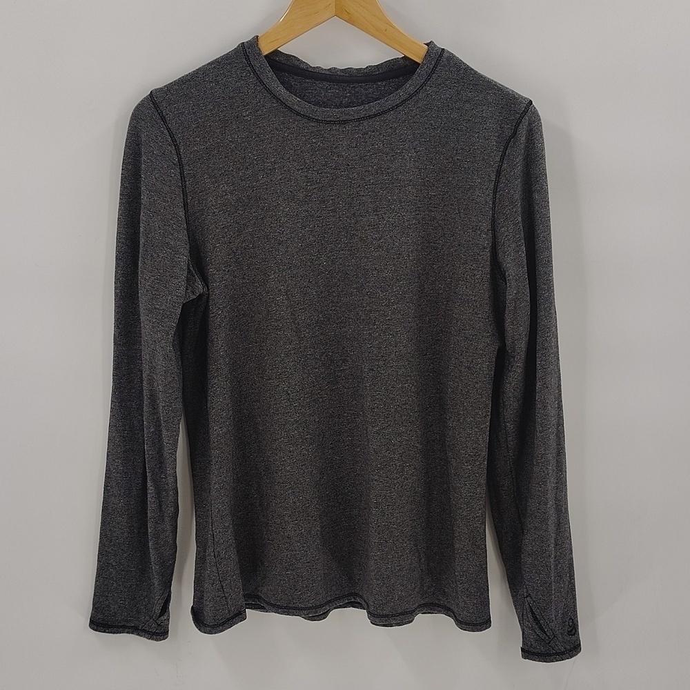 Cuddle Duds Long Sleeve Top Ultra Cozy Size Large Gray Thumb Holes Stretch